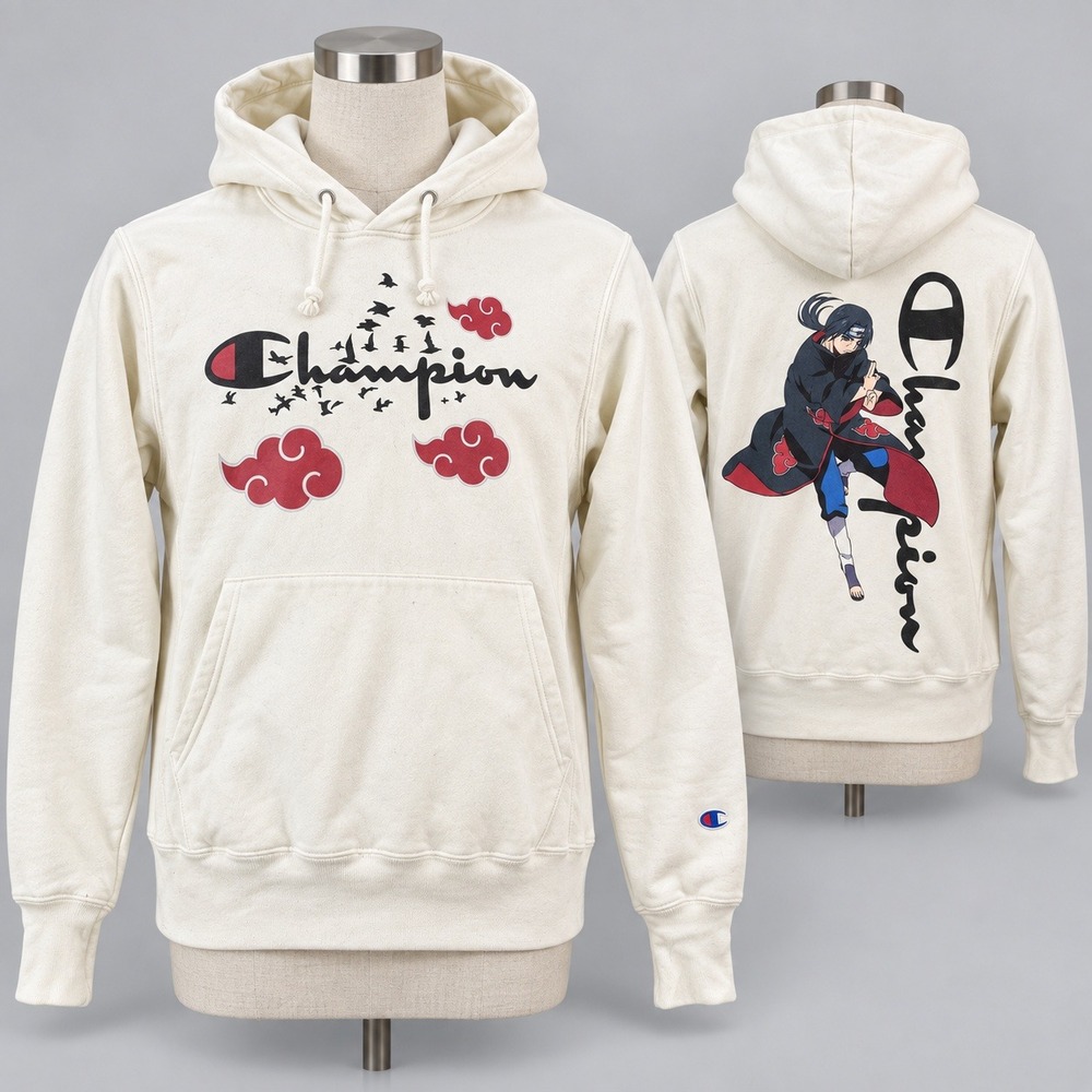 Naruto Akatsuki Itachi Anime Hoodie Champion Reverse Weave White Small GF68 WHC